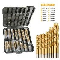 99PCS Hole Opener HSS Twist Drill Bits Set 1.5-10mm Titanium Coated Surface 118 Degree For Drilling Woodworking Hand Tool Set