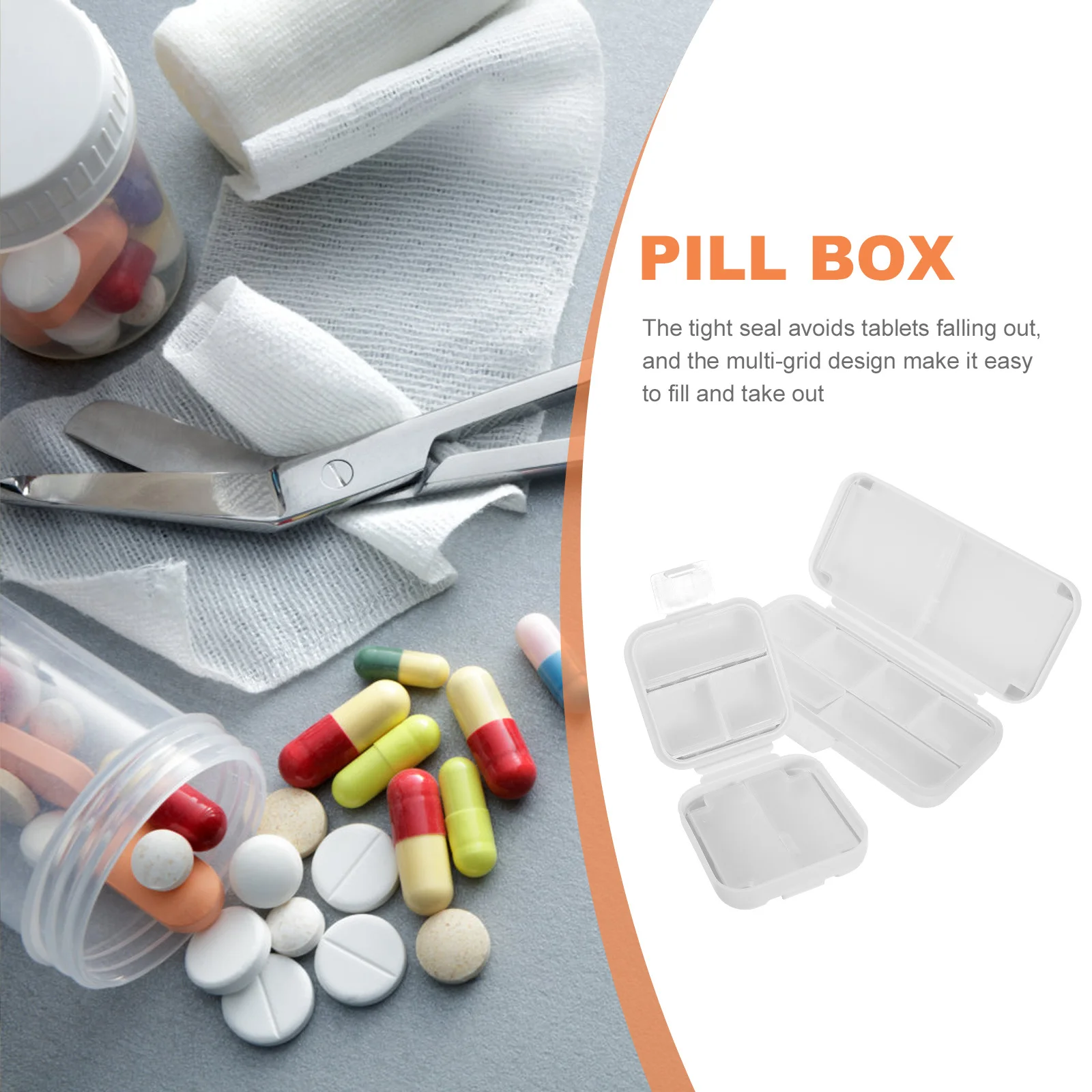 

2Pcs Weekly Pill Organizer Portable Small Medicine Case Travel Container Multi Grid Pill Box Daily Organizer Holder