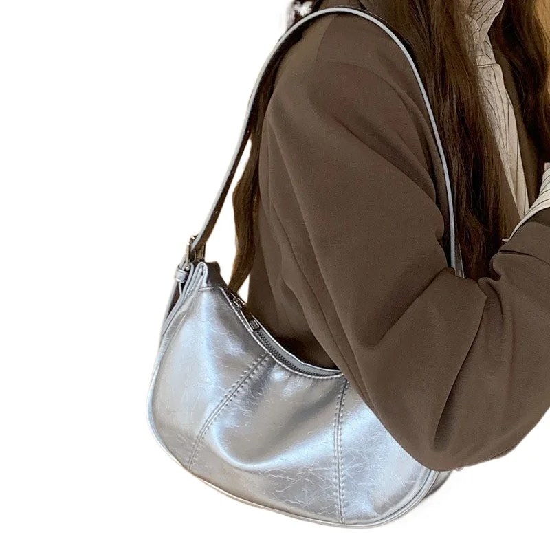 

Korean niche design armpit bag female 2025 spring and fall new senior sense bag silver handbag shoulder crossbody bags