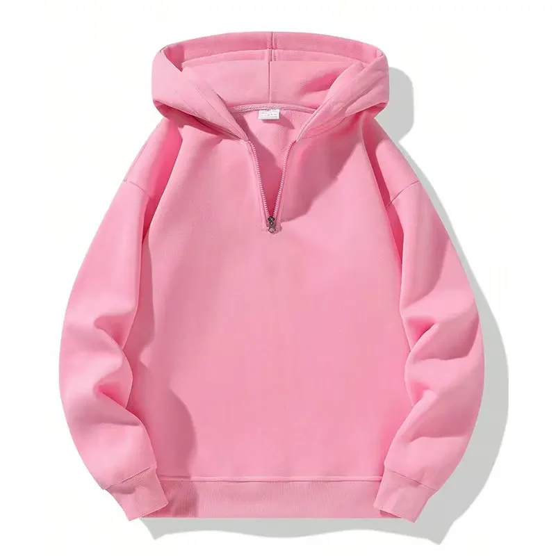 Moletom feminino cortado de manga comprida com zíper quarto 2025 outono inverno casual gola V pulôver tops com bolsos