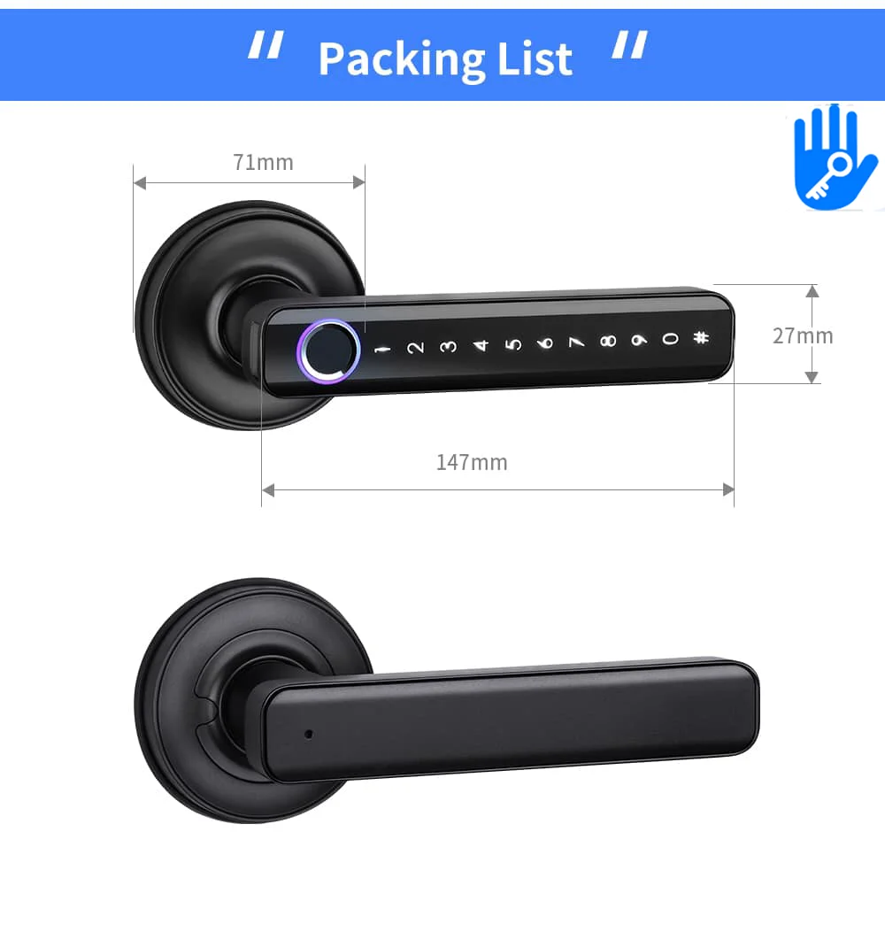 

Brazil Single/Double Mortise Smart Leverline lock TTlock Biometic Fingerprint Password Euro 5572 6085 Smart lever door lock