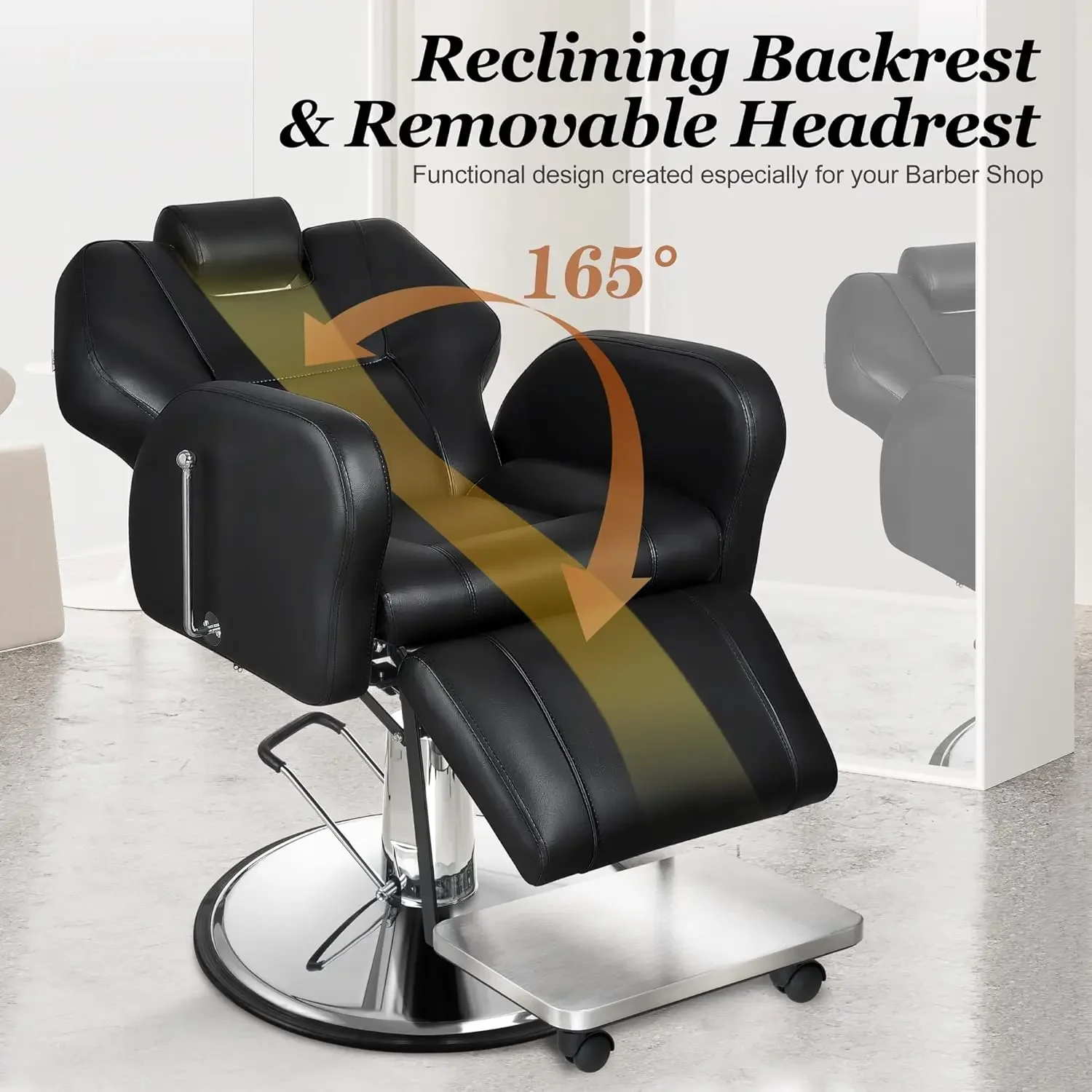 Chaise de barbier de qualité supérieure, chaise de barbier inclinable professionnelle pour la maison, chaise de cheveux polyvalente avec cadre en acier rapide, C