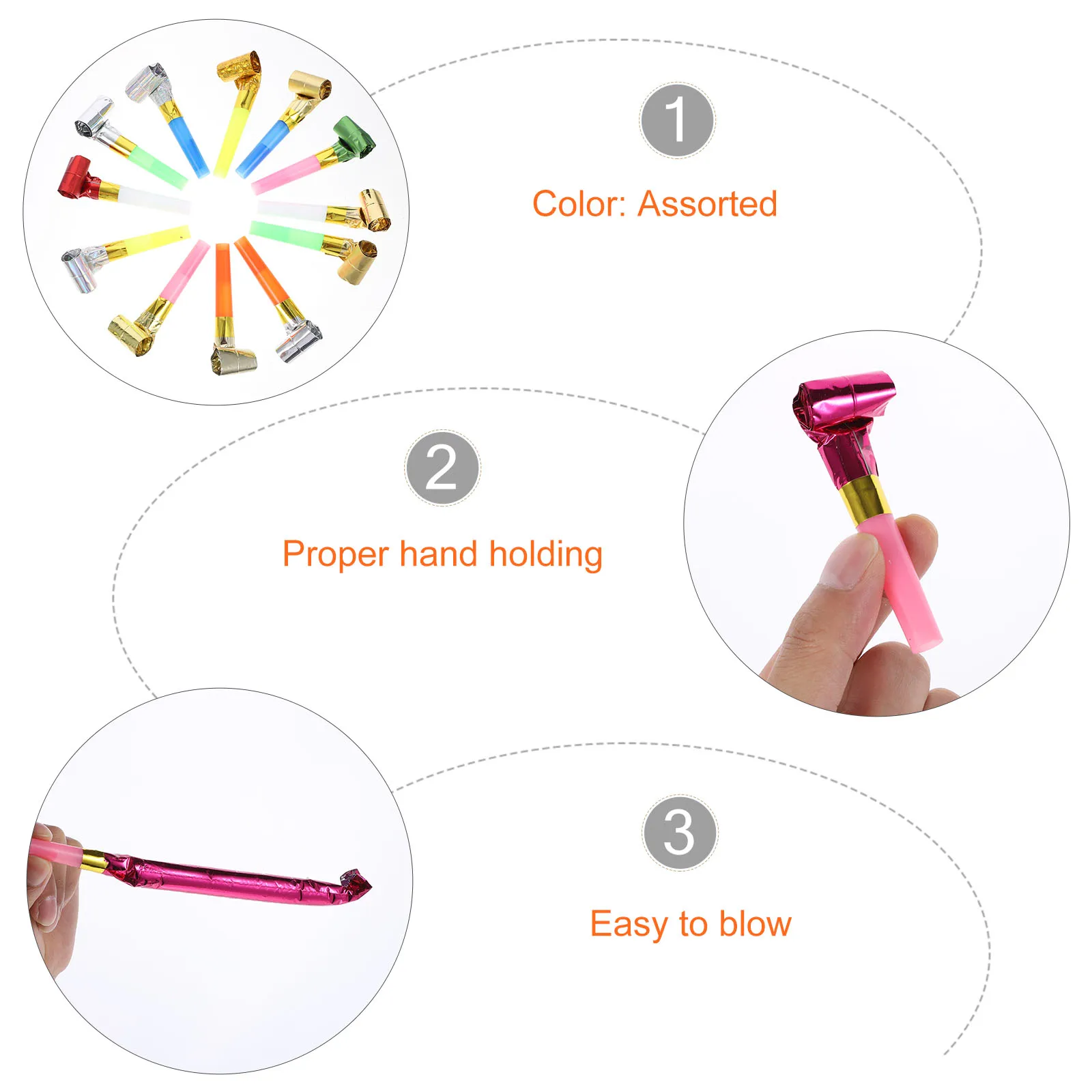 

110 pcs Nose Whistle Toys Bright Birthday Whistle Toy Colors Party Blowouts Kids Noise Makers Birthday Carnival Favor PARTY