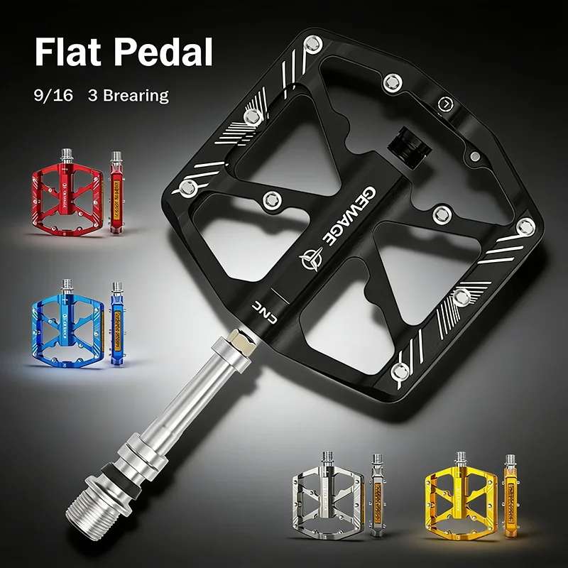 

GEWAGE Bike Flat Pedals 3 Bearing Aluminum Alloy 9/16 Bicycle Pedal Chromium molybdenum steel shaft Non-slip Pedals Bike Parts