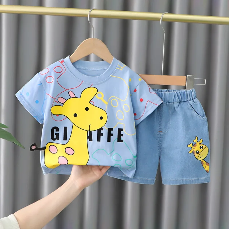 New Summer Baby Girls Clothes Suit Children Boys Fashion Cartoon T-Shirt Shorts 2Pcs/Sets Toddler Casual Costume Kids Tracksuits