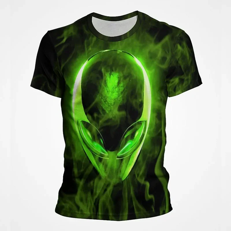 Summer Fashion Short-sleeved Cool Alien 3D Printed T-shirt Boys and Girls Can Casual Trend Street Loose Round Neck T-shirt Top