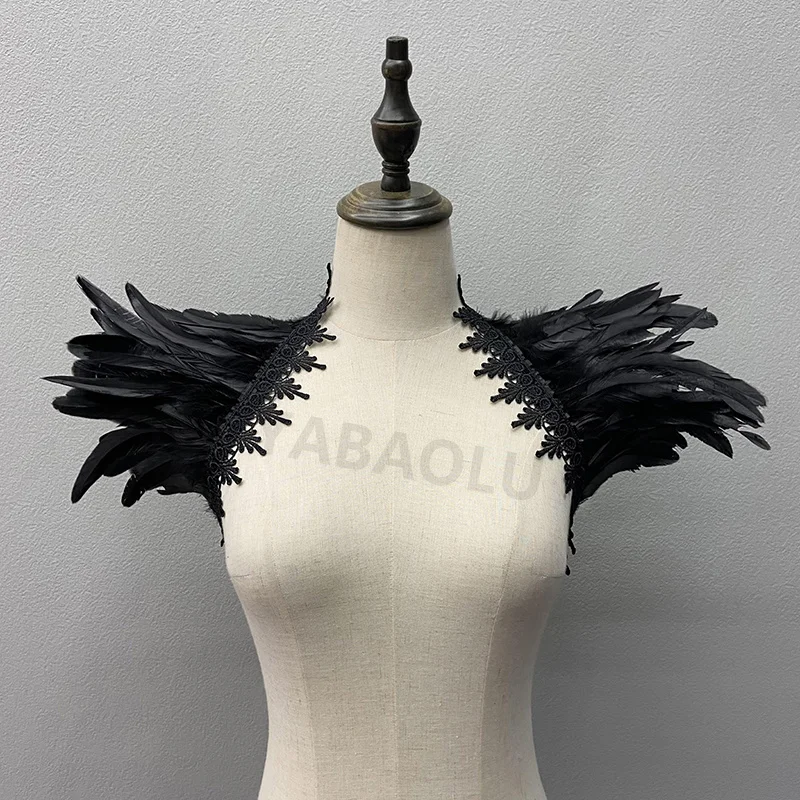 Hochzeits feier Schal Truthahn Schals Kleid Umhang weißen Schal y2k Cosplay Feder Halloween Snood Kinder Gothic Style Frauen Fell – Detail 32