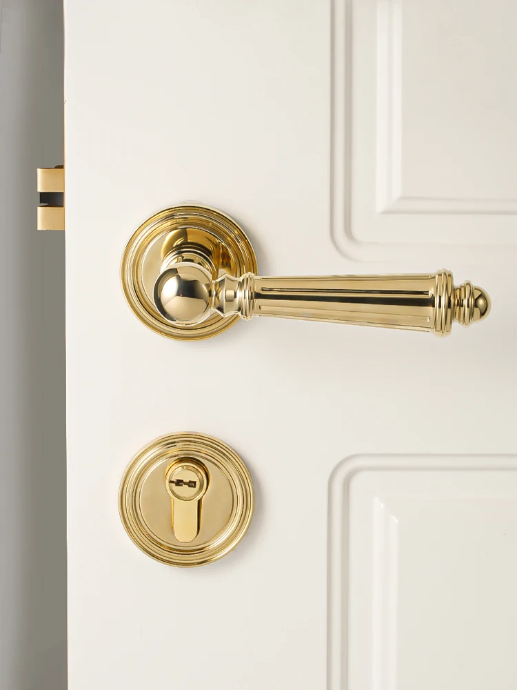Dooroom Brass Door Lever Set Shiny PVD Higher Quality Interior Bedroom Bathroom Door Lever Dummy Passage Hardware Door Locks