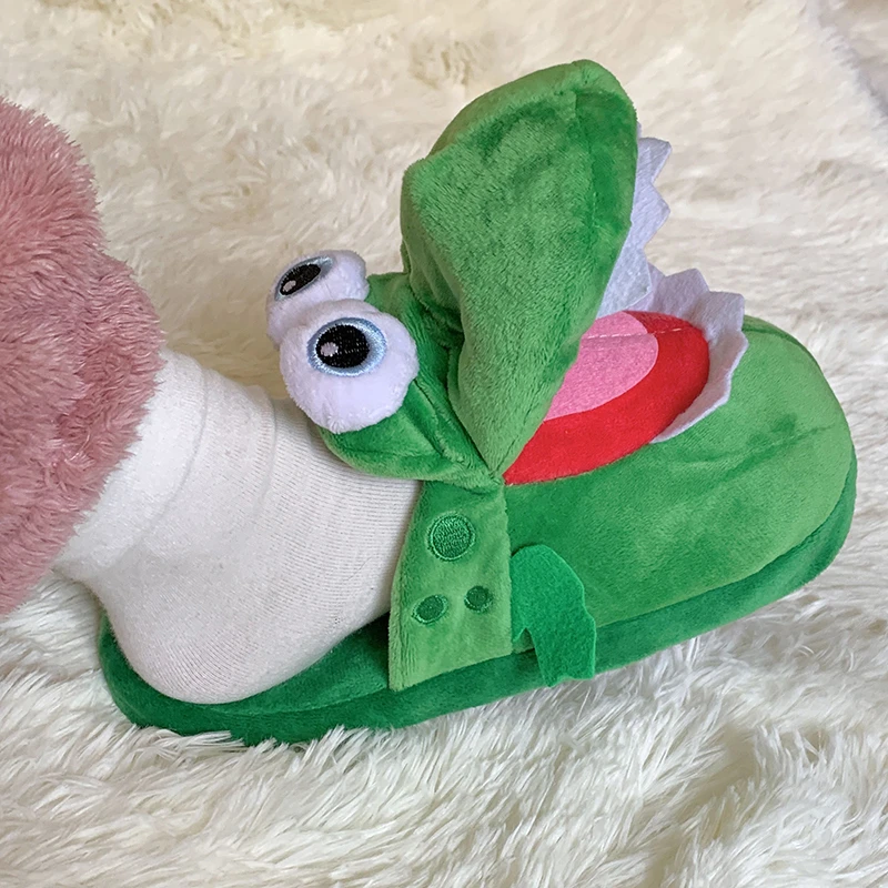 2022 New Crocodile Cotton Slippers with Movable Mouth Fun Anti-skid Home Cotton Shoes Plush Toy Slippers Winter Women\'s Slippers