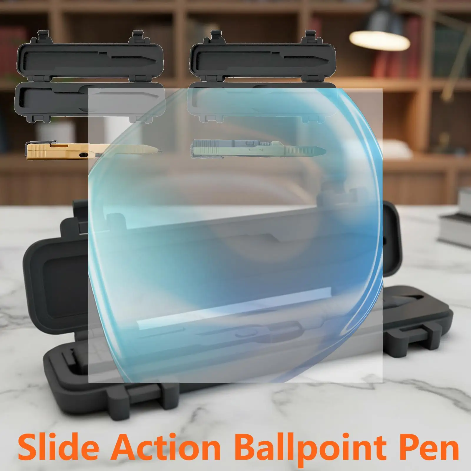 

3D Printed Slide Action Ballpoint Pen with Case Refillable EDC Pen for Collectors Everyday Carry Smooth Writing Tool Men Gift