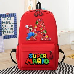 Super Mario Bros Backpack New Letter A-Z Schoolbag Game Cartoon Schoolbag Children Knapsack Student Large-capacity Bag Kids Gift