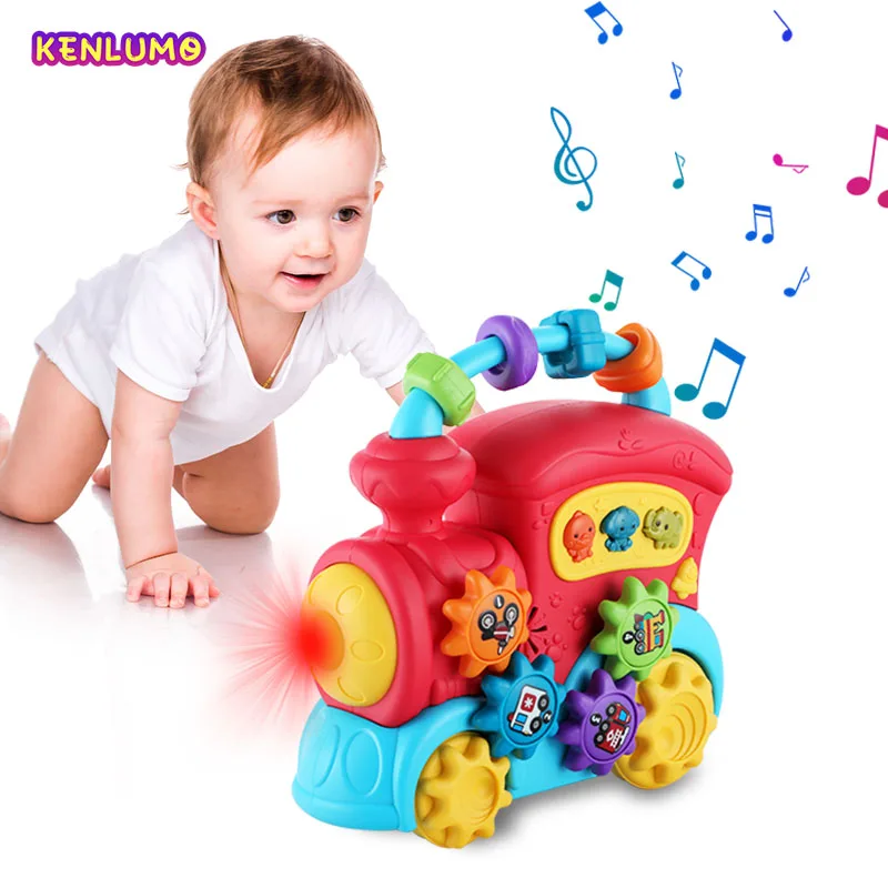 KENLUMO Kids Musical Train Toys Baby Early Educational Toddler Flash Light Various Shape Buckle for 1 Year Old Boy Girl 6-18 Mon