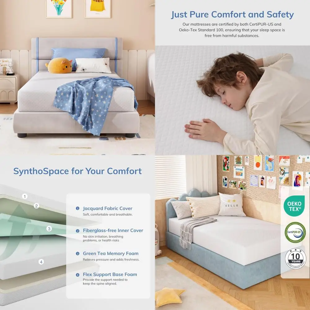 

Матрас из пены с эффектом памяти Green Tea Twin XL, 8-дюймовый средней прочности, без стекловолокна, сертифицированный CertiPUR-US, поддержка прохладного сна