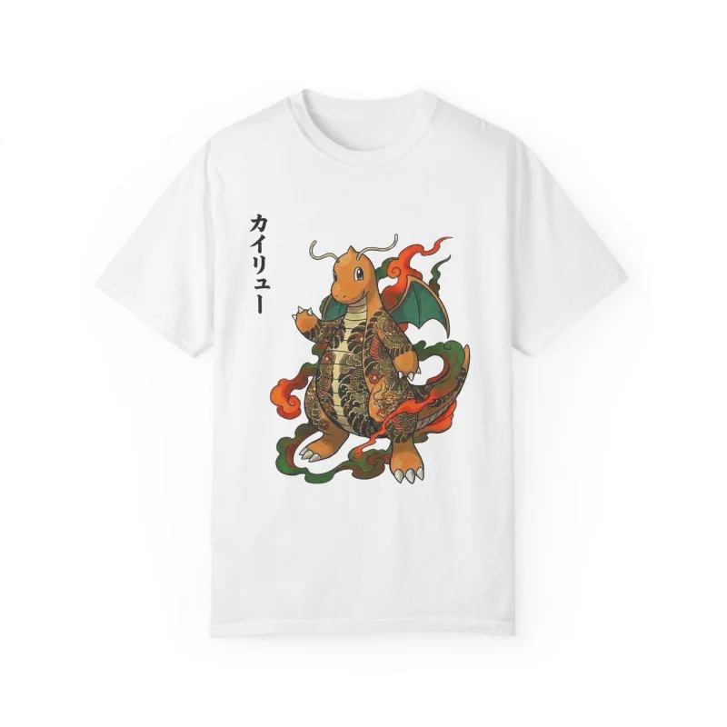 

Dragonite Pokemon T-shirt, unisex, men's top, Harajuku Y2K style, new streetwear for summer 2026.