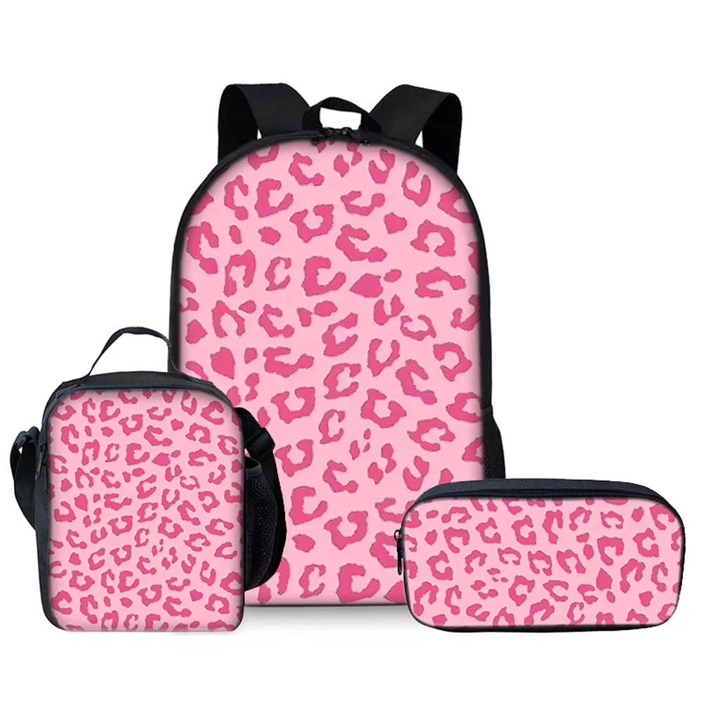 

Популярная новинка в стиле хип-хоп с леопардовым принтом и 3D принтом, 3 шт./компл., школьные сумки для ноутбука, рюкзак, сумка для обеда, пенал