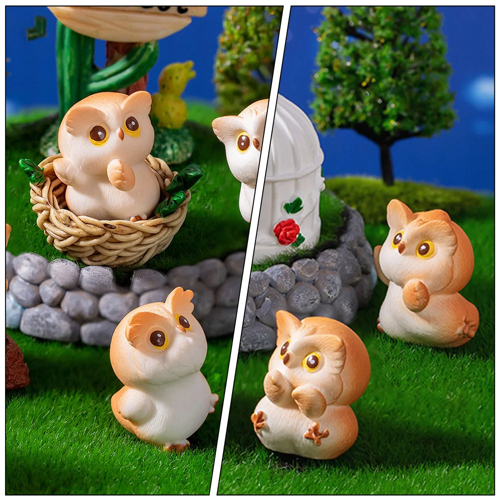 1 набор миниатюрных фигурок совы из смолы