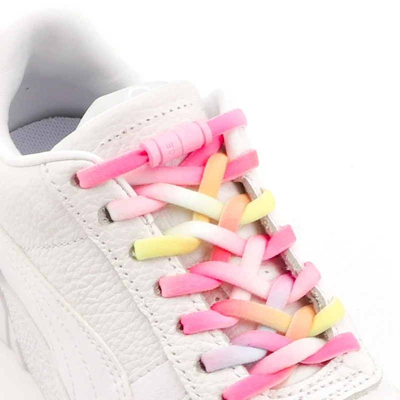 1Pair Colorful Shoe Laces Without Ties Elastic Shoelaces Round Metal Lock Perfect for Sports Fitness Enthusiasts Lazy Shoes Lace