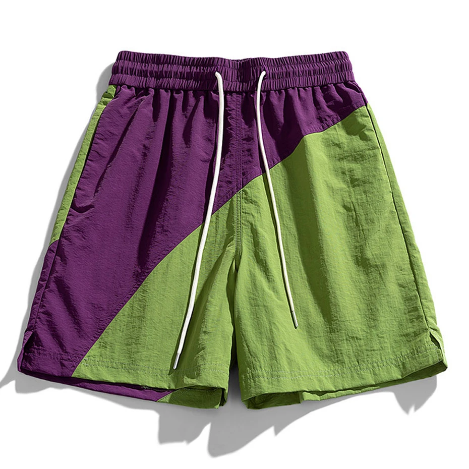 

Summer Patchwork Shorts Men Fashion Casual Quick-drying Beach Shorts Patchwork Short Pants Male
