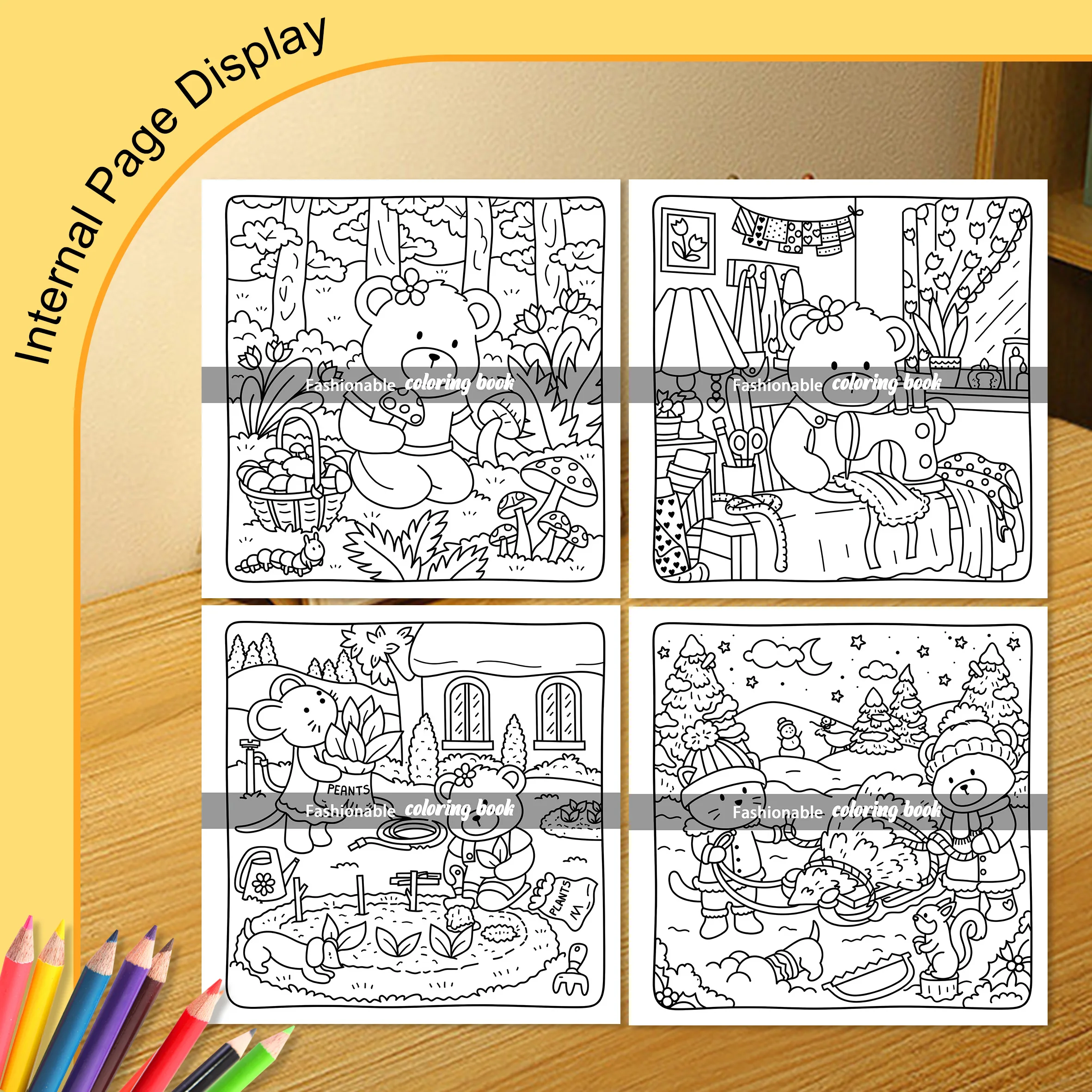 كوتاج فريندز كتاب تلوين بأنماط جريئة وسهلة للبالغين، كتاب رسم لطيف، هدية مثالية للحفلات وأعياد الميلاد #4