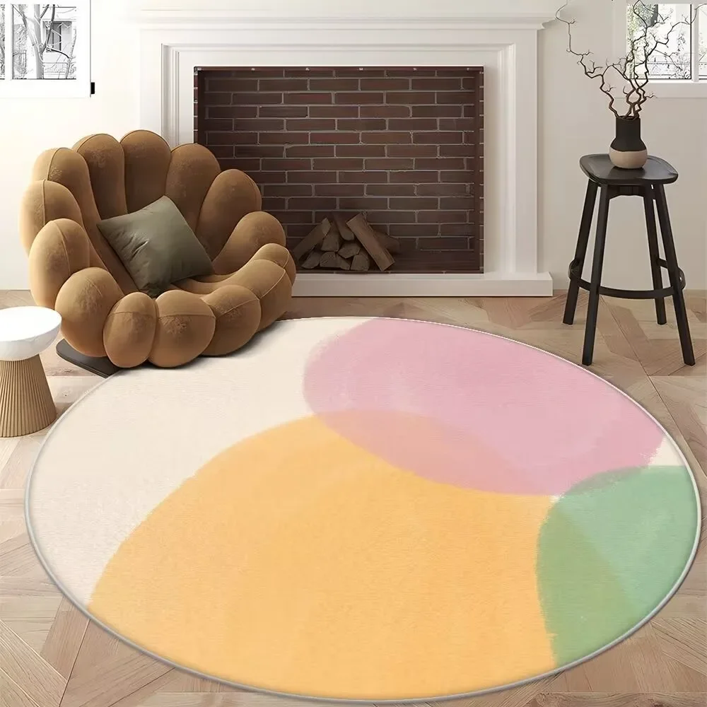 Modern Abstract Geometric Round Rug – Soft Accent for Living Room & Bedroom Decor