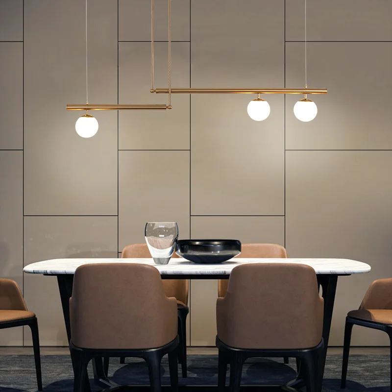 

Modern Simple Glass Ball Chandelier Dining Room Home Decor Restaurant Pendant Lamp Gold Black Creative Indoor Lighting Fixtures
