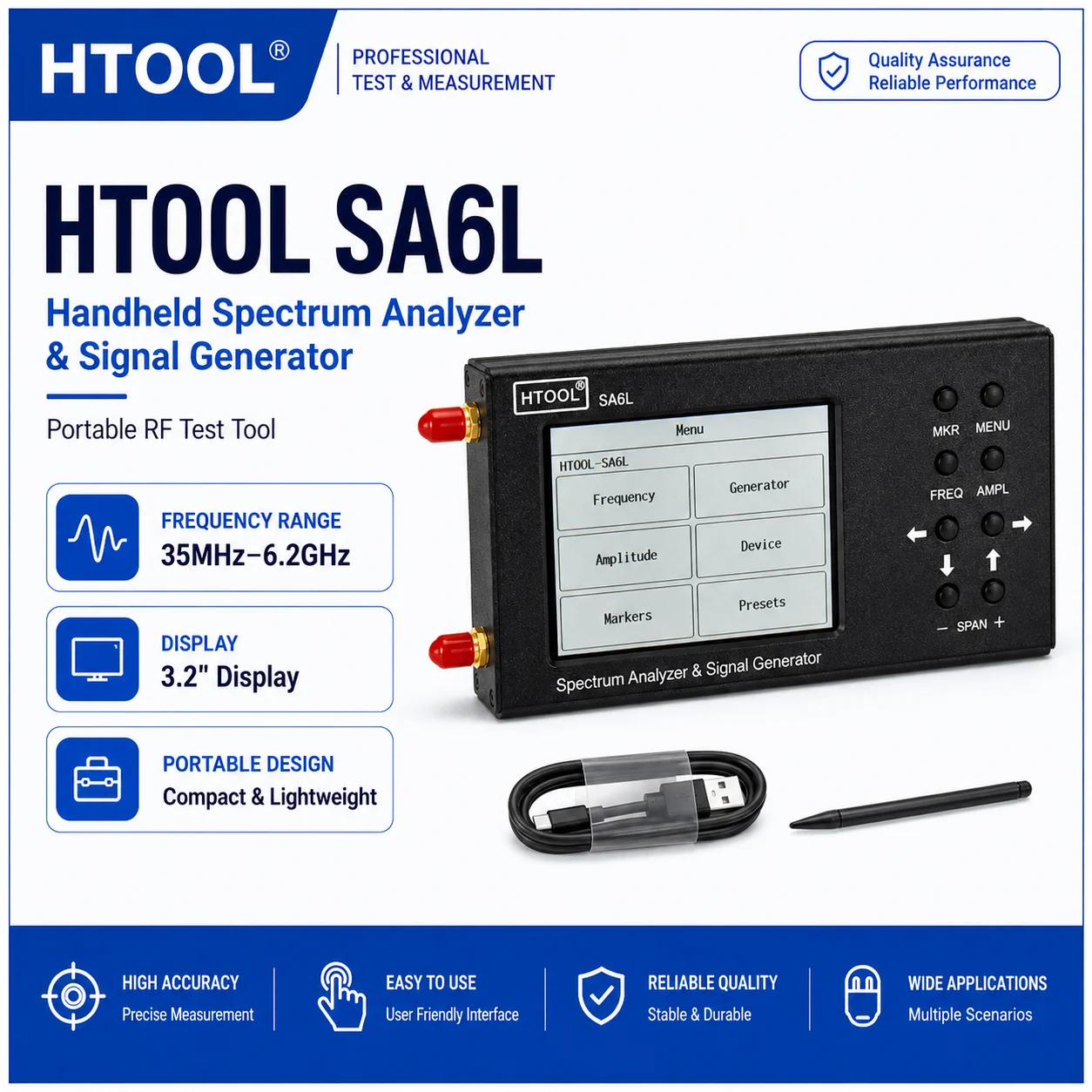 Signal Generator Spectrum Analyzer - HTOOL SA6L 35MHz-6.2GHz Draagbare Spectrum Analysator