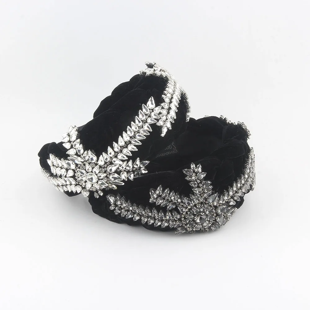 New Fashion Wind Heavy Industry Twist Flannel Full of Diamond Leaves Headband Ball High Cranium Top Beautiful Hair Accessories H