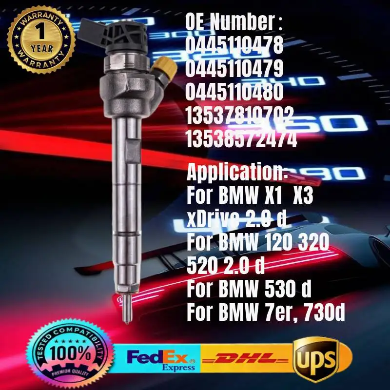 

0445110478 0445110479 7810702 Common Rail Fuel Injector for BMW X1 X3 2.0 For BMW 120 320 520 2.0 d For BMW 530 d 7er, 730d