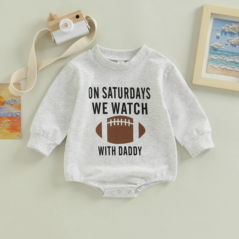 Fall Spring Baby Boy Girl Clothes Long Sleeve Letter Printed Sweatshirt Romper Crewneck Oversized Bodysuit Playsuits Outfit