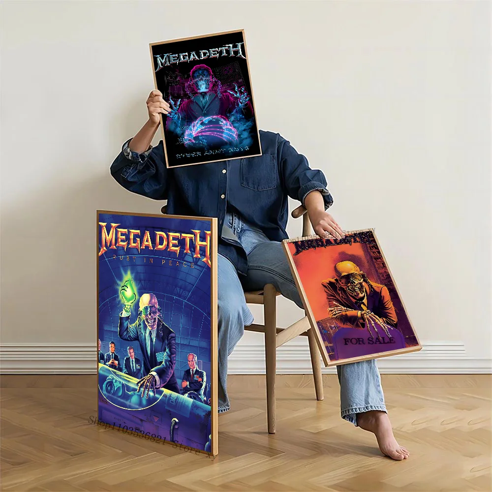 Megadeth Heavy Metal Band Poster Stickers Living Room Bedroom Entrance Cafe Wall Art Decoration Painting  Decor