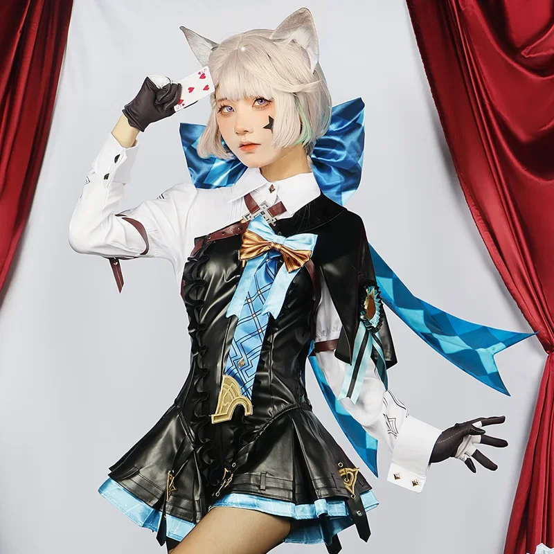 Anime Game Genshin Impact Lynette cosplay Wig Full Set Magician costume Carnival Uniform clothes Halloween Women Dress