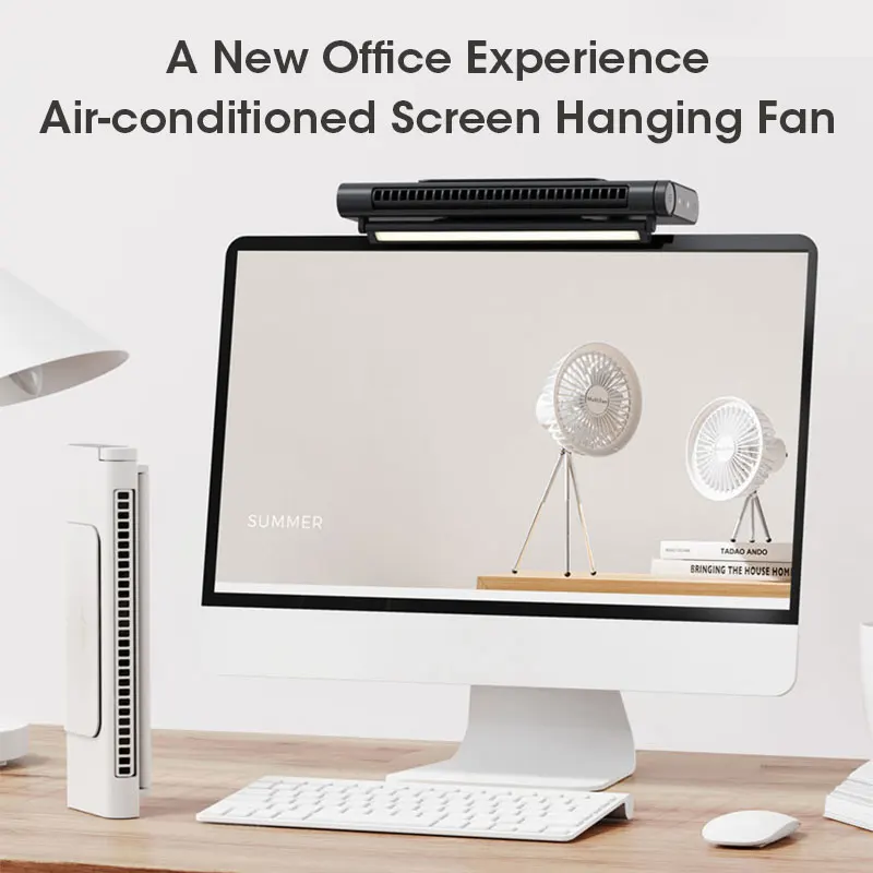 Portable Fan Air Conditioner 5000mAh USB Electric Fan Strong Hanging Screen Fan For Home Office Computer Desk Bed Fan With Light