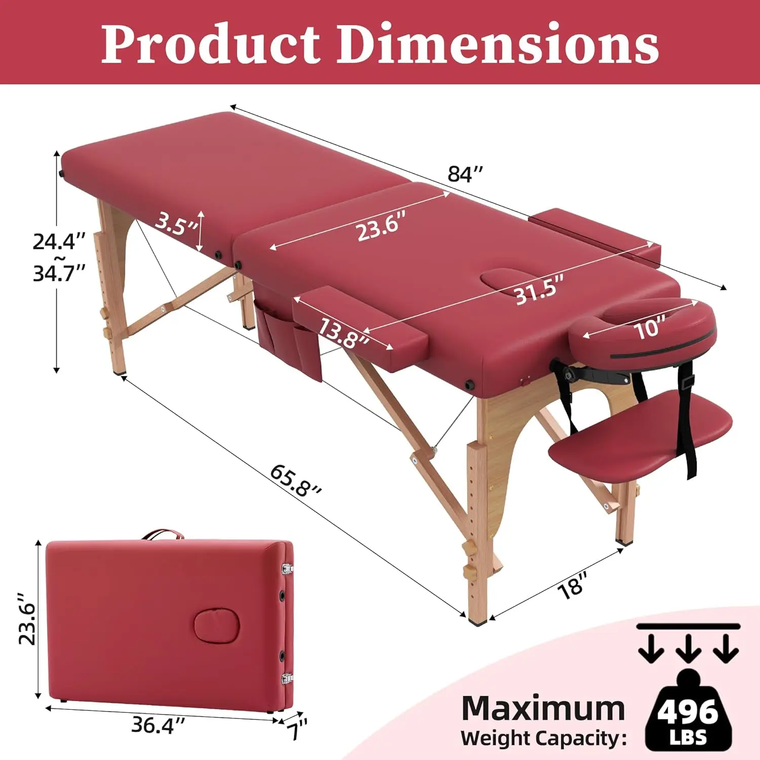 Mesa de masaje portátil para el cuidado Facial, cama plegable de 29 libras de peso ligero para tatuaje, marco de aluminio para Spa