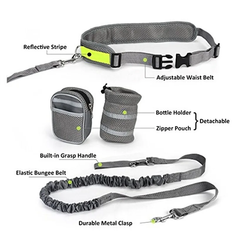 Pet Dog Cat Elastic Reflective Belt Running Jogging Leash Set Leash Collar Pet Accessories Puppy  Harness Walking Training