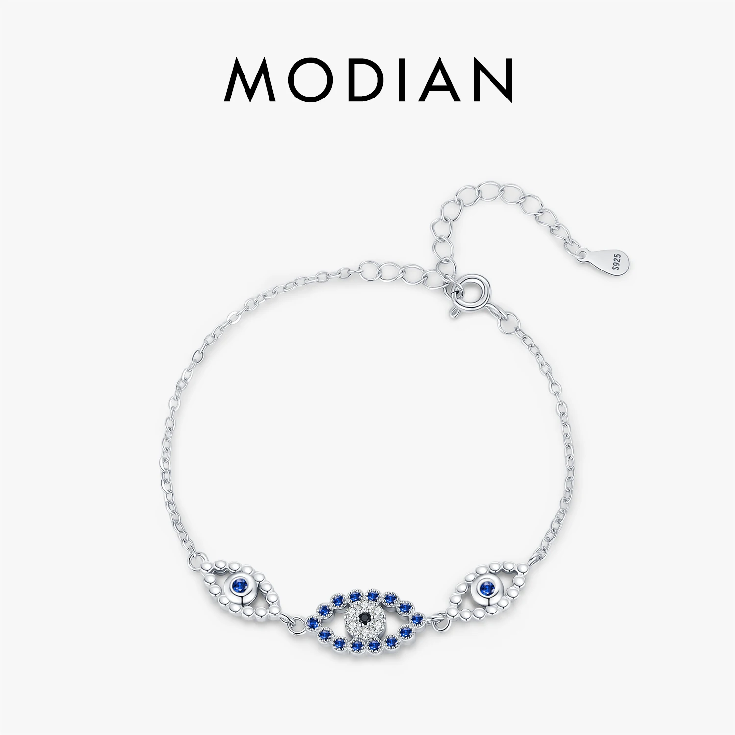 

MODIAN 925 Sterling Silver Dazzling Zirconia Hollow Out Eyes Charm Bracelet For Women Fine Jewelry Accessories