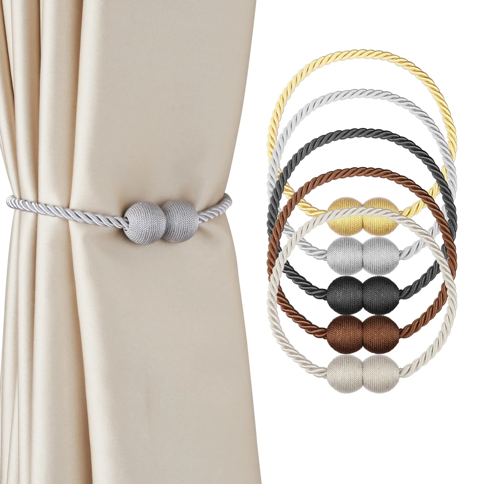 1&2PCS Magnetic Curtain Tieback Delicate Holders Tie Back Buckle Clips Hanging Ball Buckle Tie Back Curtain Decor Accessories