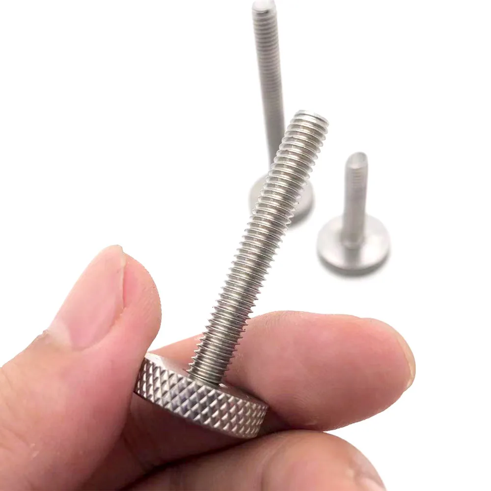 1/5x M3M4M5M6M8M10 GB835 304 Stainless Steel Knurl Flat Big Round Head Hand Tighten Decorative Thumb Screw Adjusting Bolt DIN653
