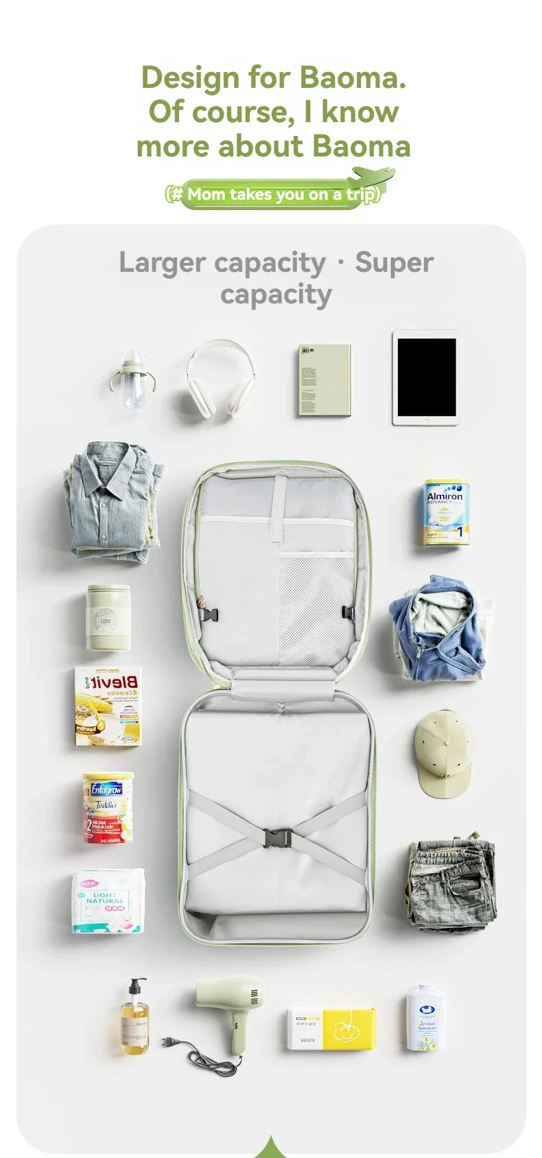 Reise-Trolley-Koffer für Kinder, montierbar auf dem Flugzeug mit drehbaren Rädern, Gepäckfahrt und Spaziergang, der zusammenklappbare Kinderwagen des Babys Koffers – Detail 11