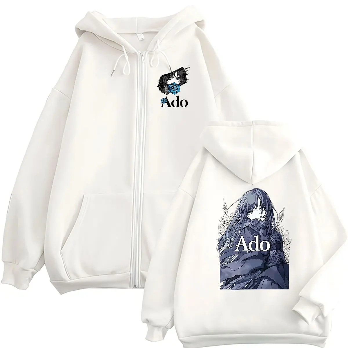 Singer Ado 2026 Double Sided Print Zipper Hoodie Men Women Clothing Long Sleeve Fashion Sweatshirt Vintage Oversized Coats Hoody