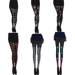 Women Girls Leggings Bat Pumpkin Bone Print Skinny Pantyhose Slim Women Halloween Nylon Stocking Hosiery