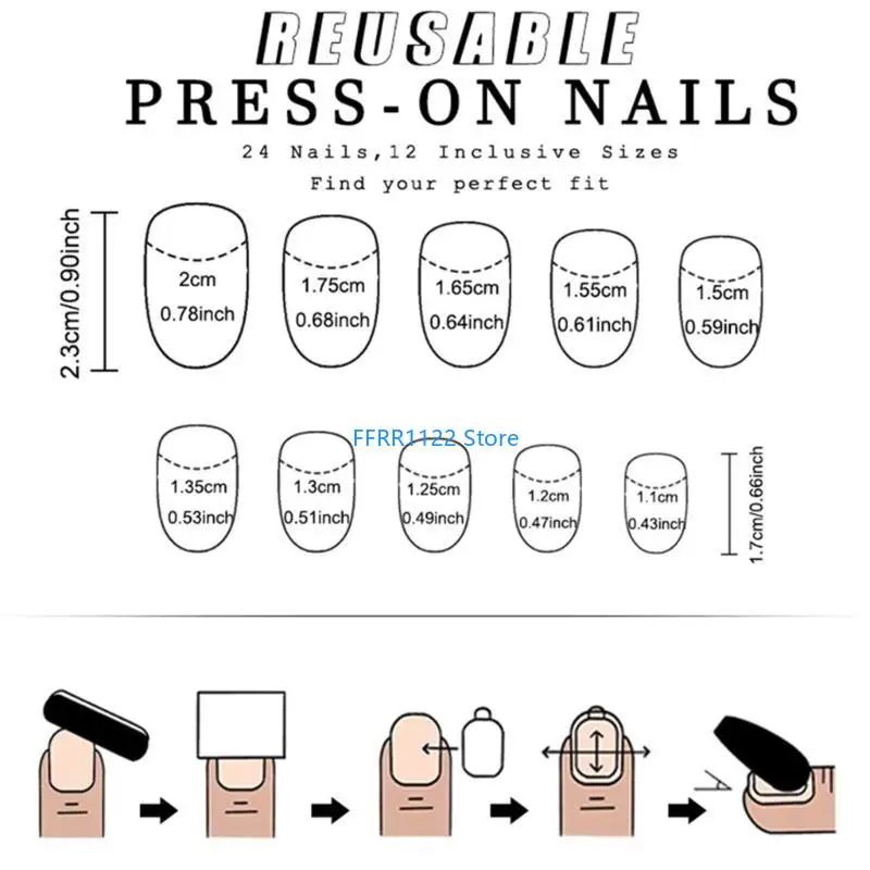 Y1uf 24 pezzi Pressa Natale unghie corti False Nails Babbo Natale unghie artificiali Copertina piena unghie per