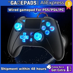 For PlayStation 5 PS5 PS4 Controller consolas , Compatible For PS5/PS4 /PC,gamepads 6-Axis Gyro Dual Vibrate Hall Effect RGB