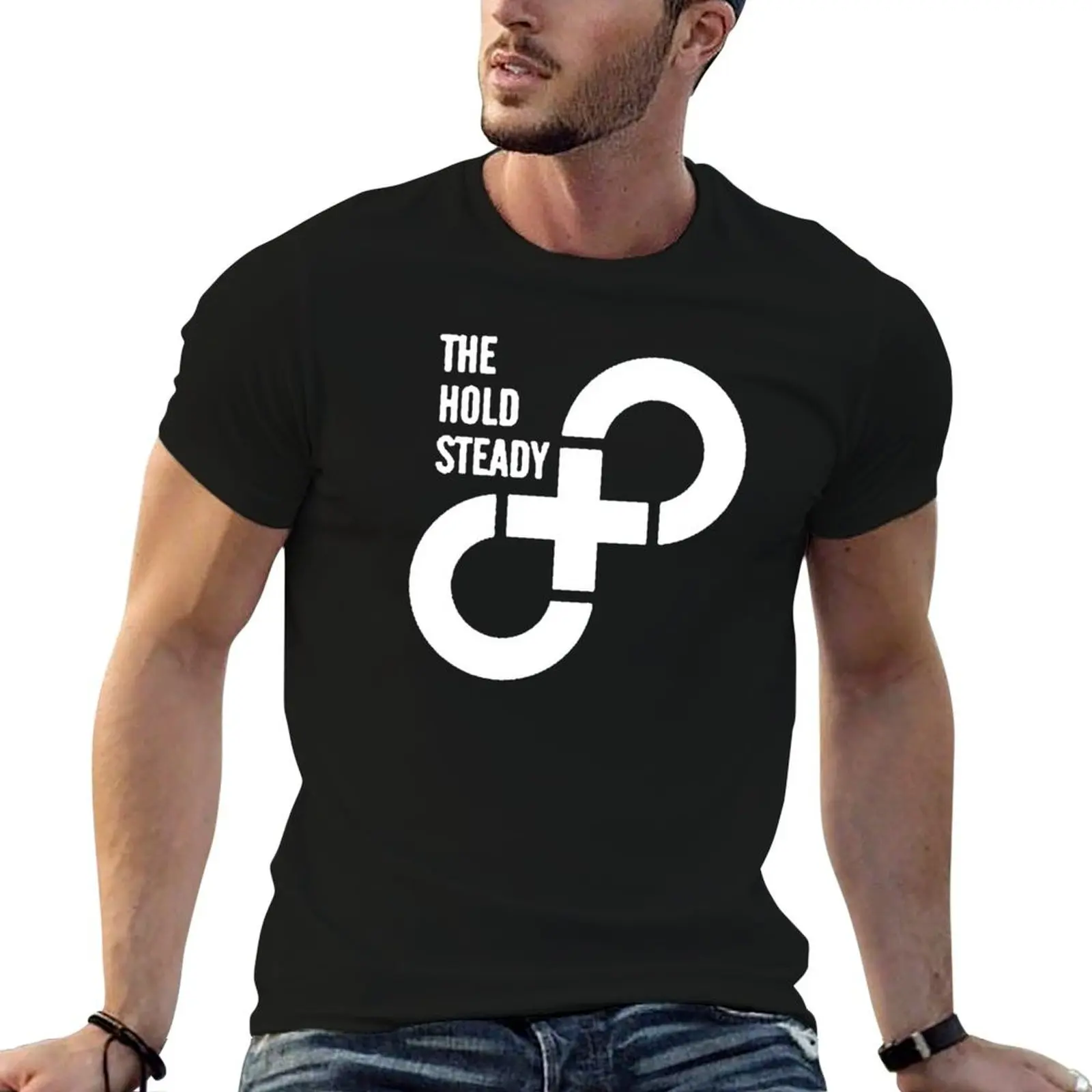 T-shirt basique uni avec logo Hold Steady, style rock alternatif, idéal pour le printemps et l'été