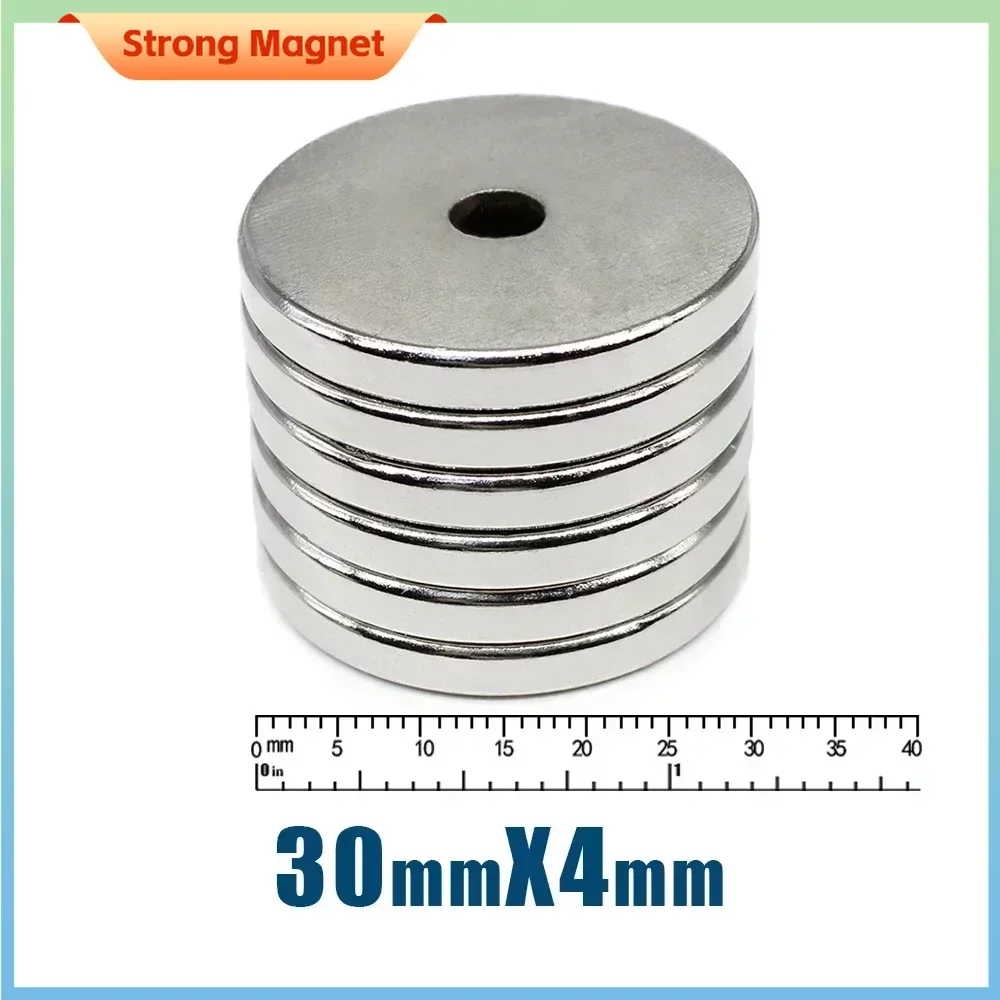 

2/5/10/20PCS 30x4-5mm Round Rare Earth Neodymium Magnet Hole 5mm Disc Countersunk Strong Magnet