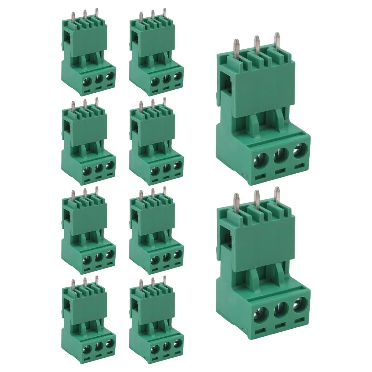 【NEW】10Pcs 5.08mm Pitch 3Pin Plug-in Screw PCB Terminal Block Connector Right Angle