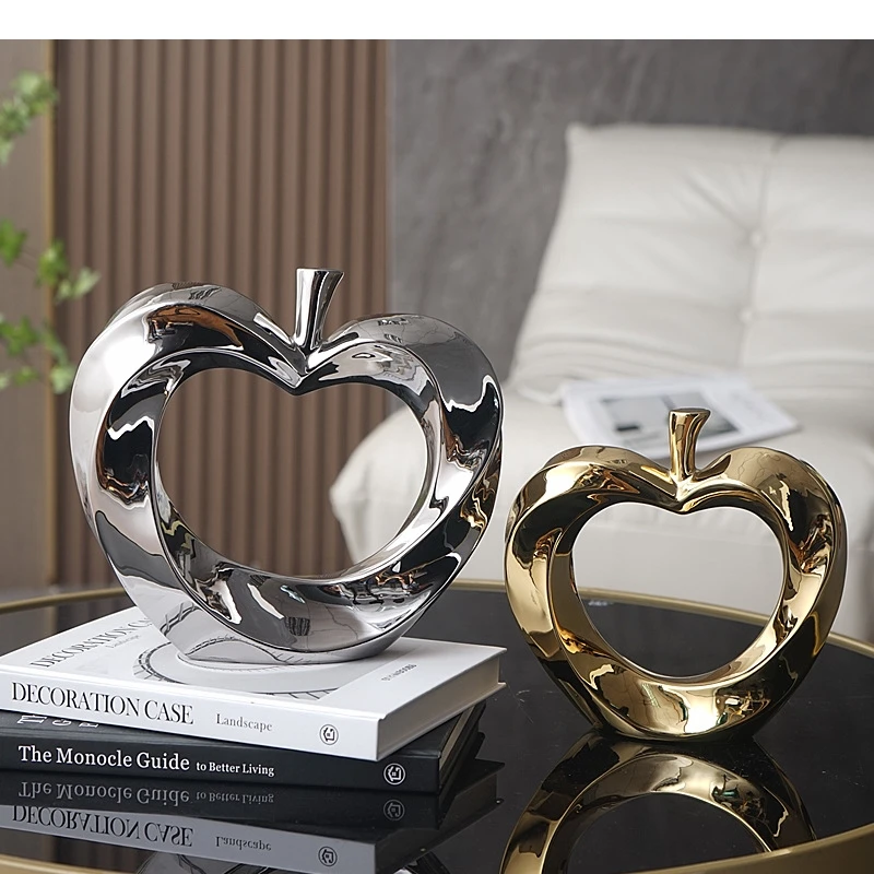 Ceramic Crafts Golden Apples Cut-out Artificial Fruit Sculpture Fortunate Home Furnishings Decorative Decoration