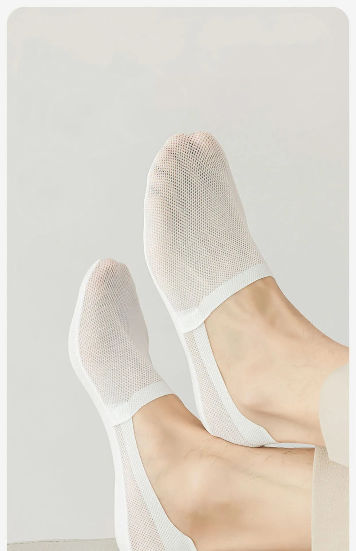 Man Breathable Invisible No Show Male Ice Silk Ankle Sock Slippers Summer Hollow Out Mesh Thin Anti-slip Low Cut Boat Socks