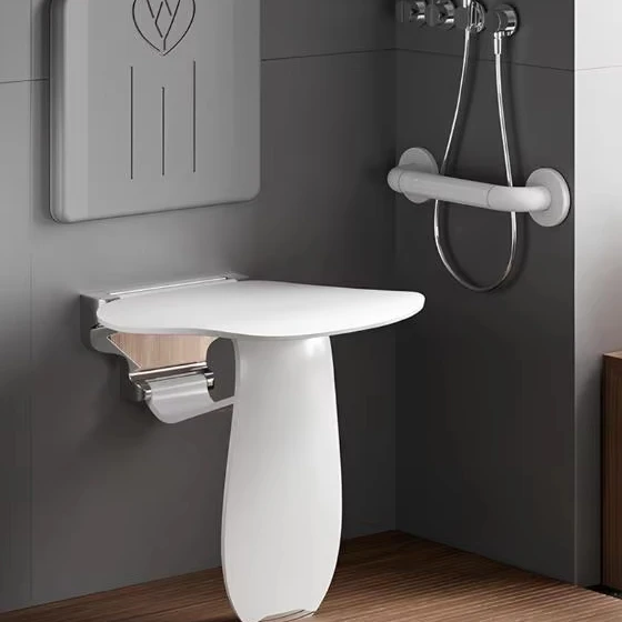 

Wall-mounted ABS & Stainless Steel Bath Chair for Pregnant Moms-Eco-Friendly Foldable Bathroom Seat with 5 Year Warranty