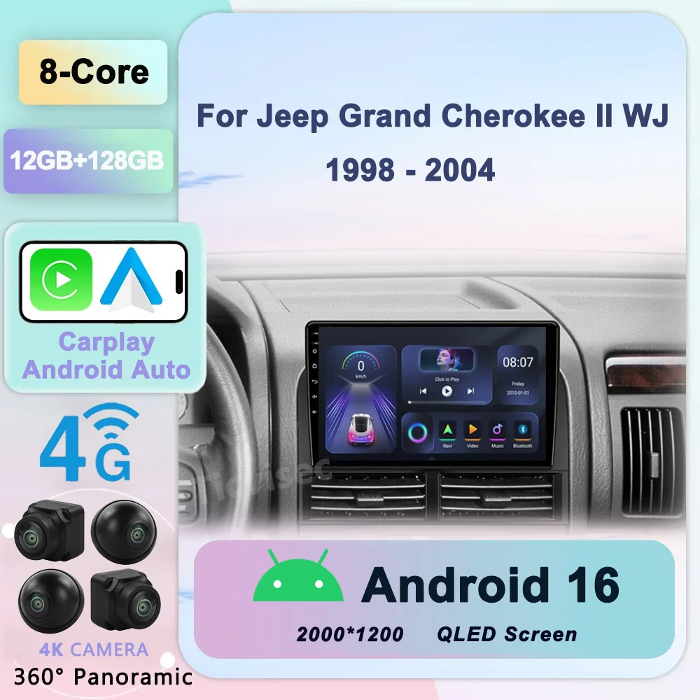 

Android 16 Radio For Jeep Grand Cherokee II WJ 1998 - 2004 Car Radio Multimedia Video Player Navigation GPS Android No 2din dvd
