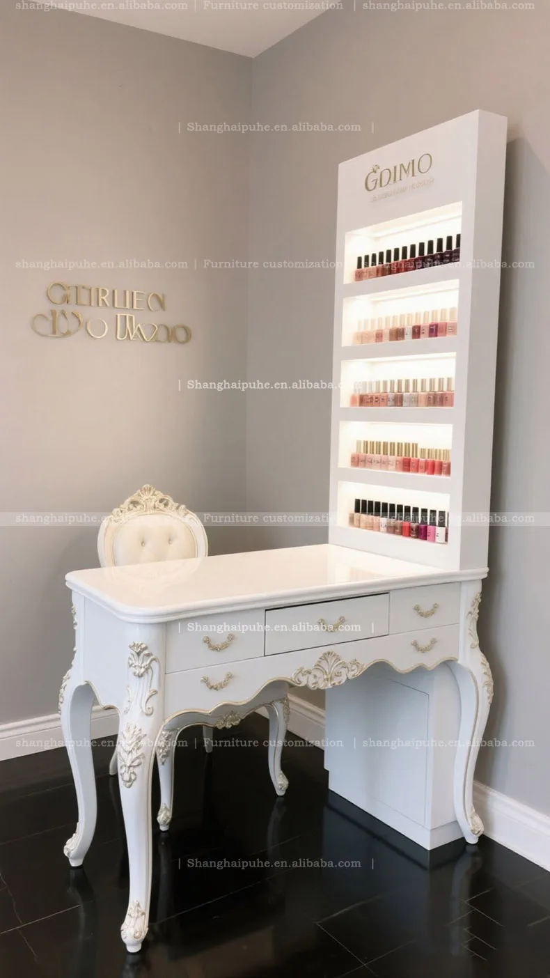 baroque nail table  made luxury nail table European French and Arabian style nail art workbench and table chair set